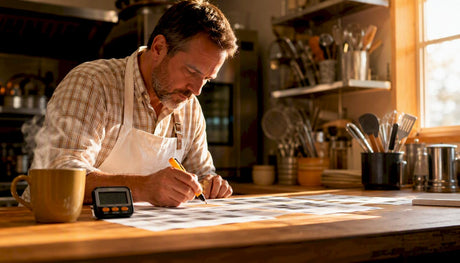 Chef reviewing Rational oven prices on paper