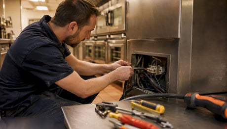Electrician wiring oven power cable