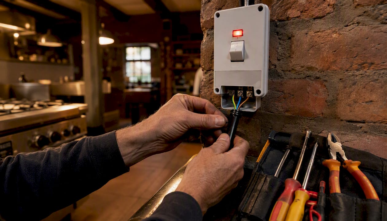 Electrician wiring cooker control unit