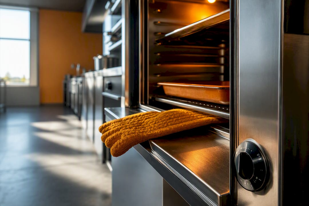 Commercial oven running in professional kitchen