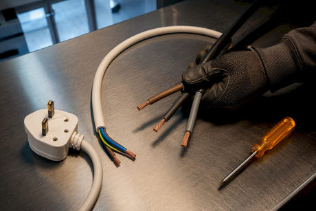 Electrical cables and plug in commercial kitchen