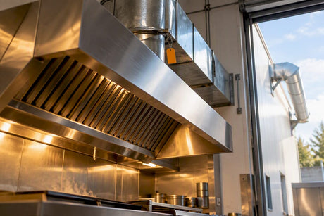 Commercial kitchen extraction canopy and ductwork