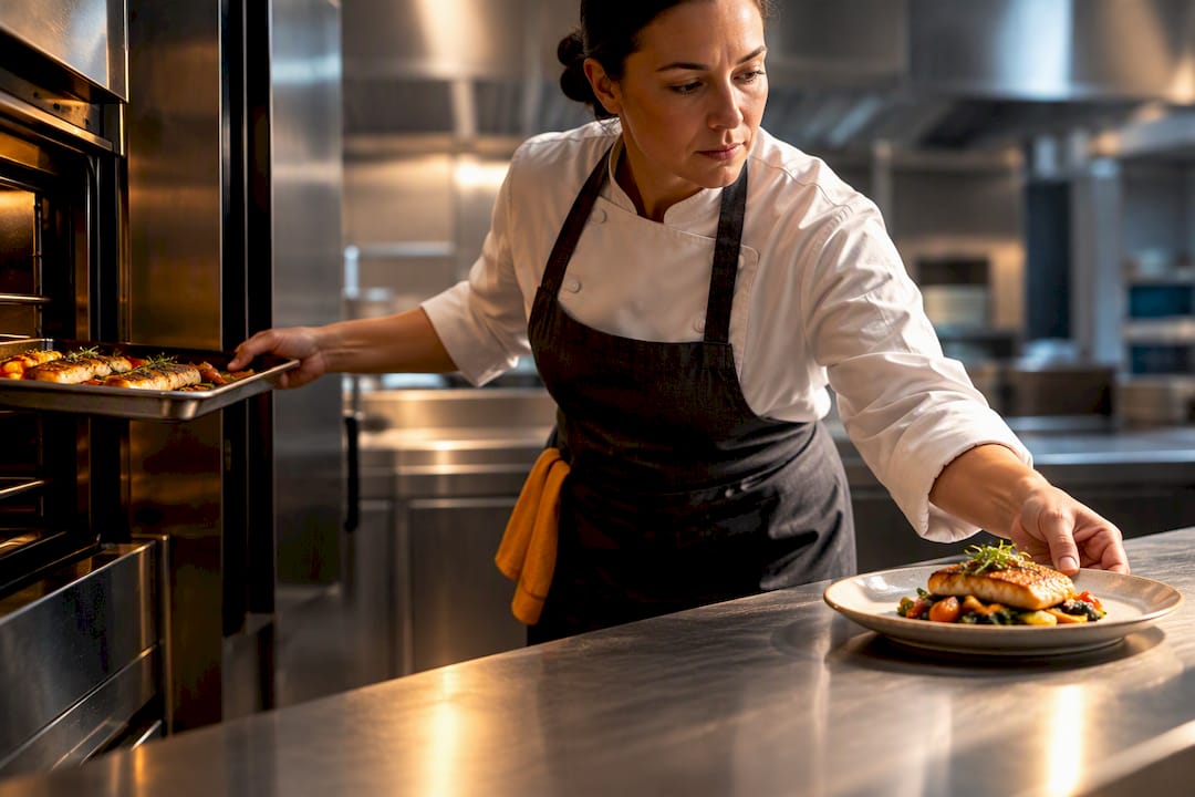 Chef choosing between batch and rapid cooking workflows