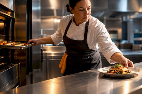Chef choosing between batch and rapid cooking workflows