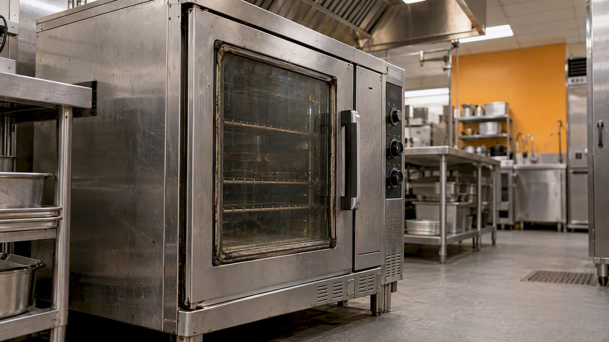 Older commercial oven showing everyday wear