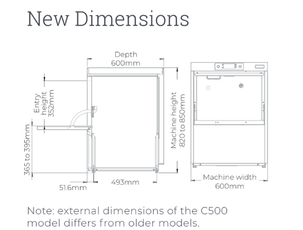 Classeq C500 Commercial Undercounter Dishwasher or Glasswasher