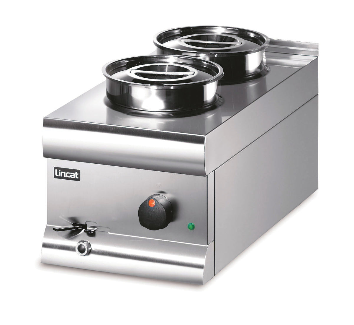 Lincat Silverlink 600 Electric Counter-top Bain Marie - Wet Heat - Round Pots - Base + 2 Pots - W 300 mm - 1.0 kW