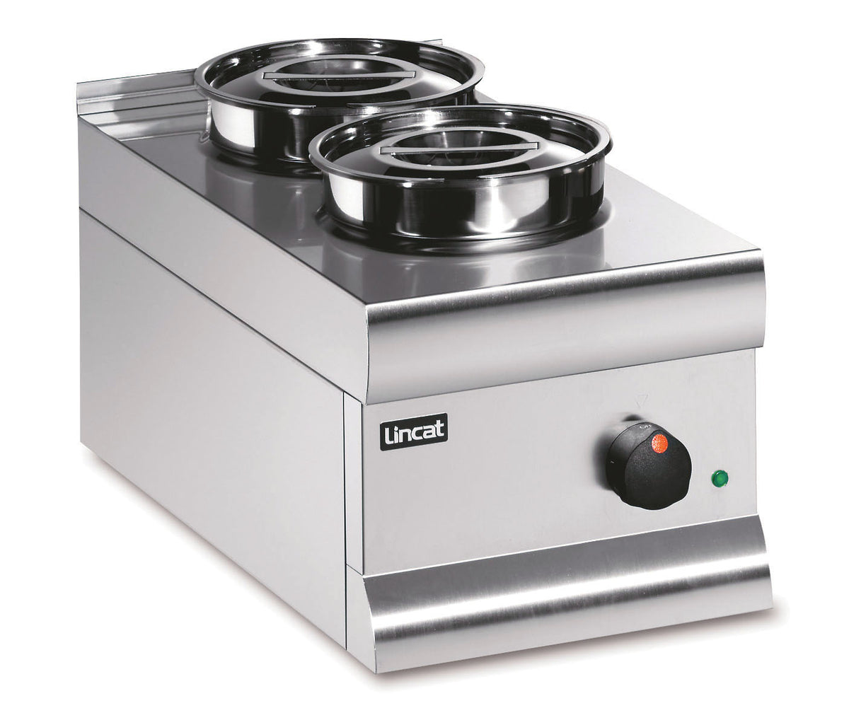 Lincat Silverlink 600 Electric Counter-top Bain Marie - Dry Heat - Round Pots - Base + 2 Pots - W 300 mm - 0.5 kW