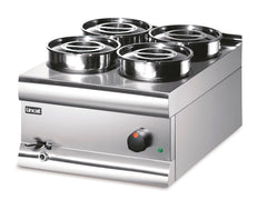 Lincat Silverlink 600 Electric Counter-top Bain Marie - Wet Heat - Round Pots - Base + 4 Pots - W 450 mm - 1.0 kW