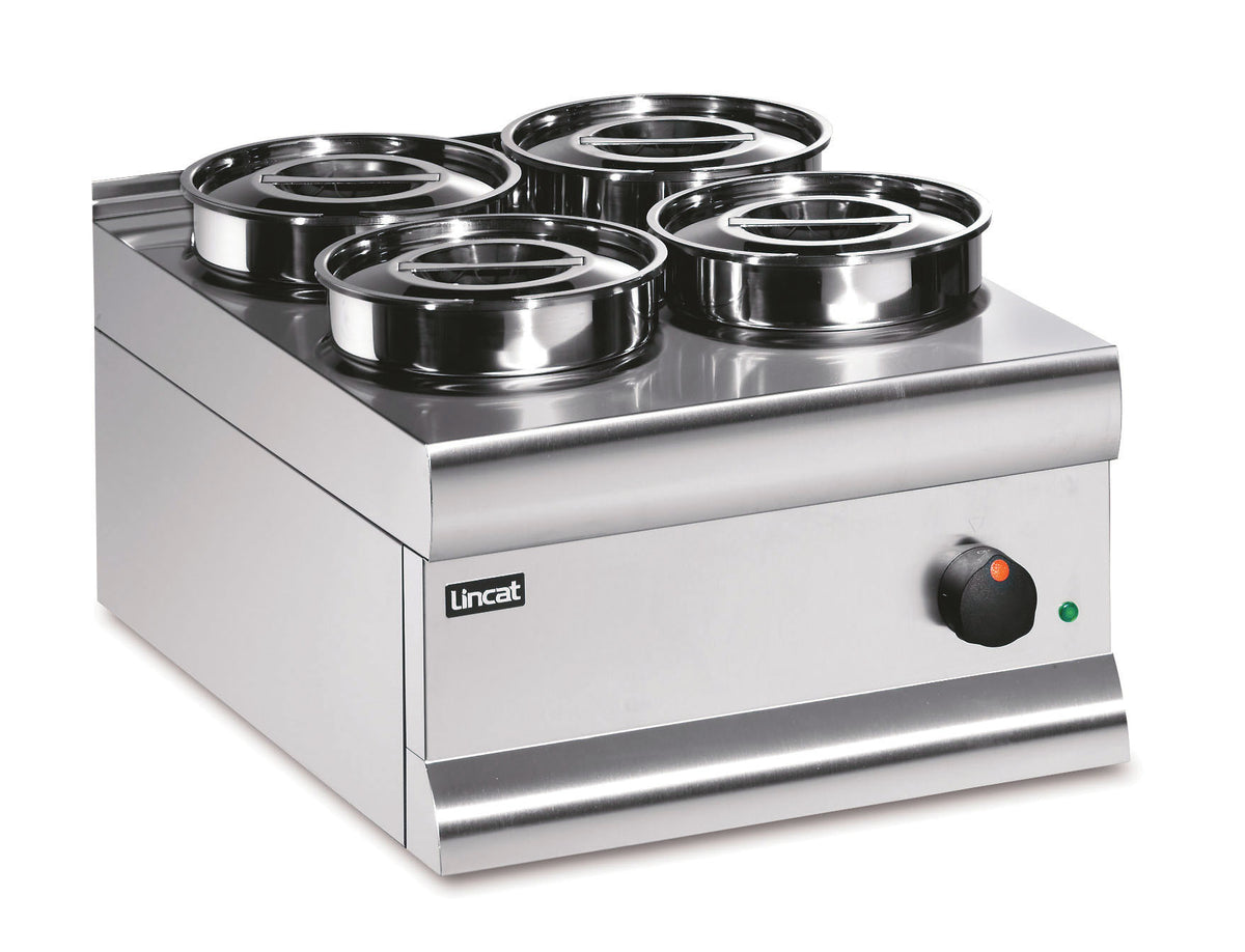 Lincat Silverlink 600 Electric Counter-top Bain Marie - Dry Heat - Round Pots - Base + 4 Pots - W 450 mm - 0.75 kW