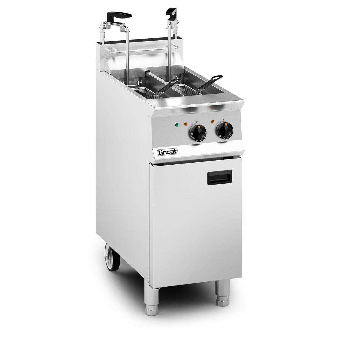 Lincat Opus 800 Electric Free-standing Twin Tank Fryer with Pumped Filtration - 2 Baskets - W 400 mm - 14.0 kW