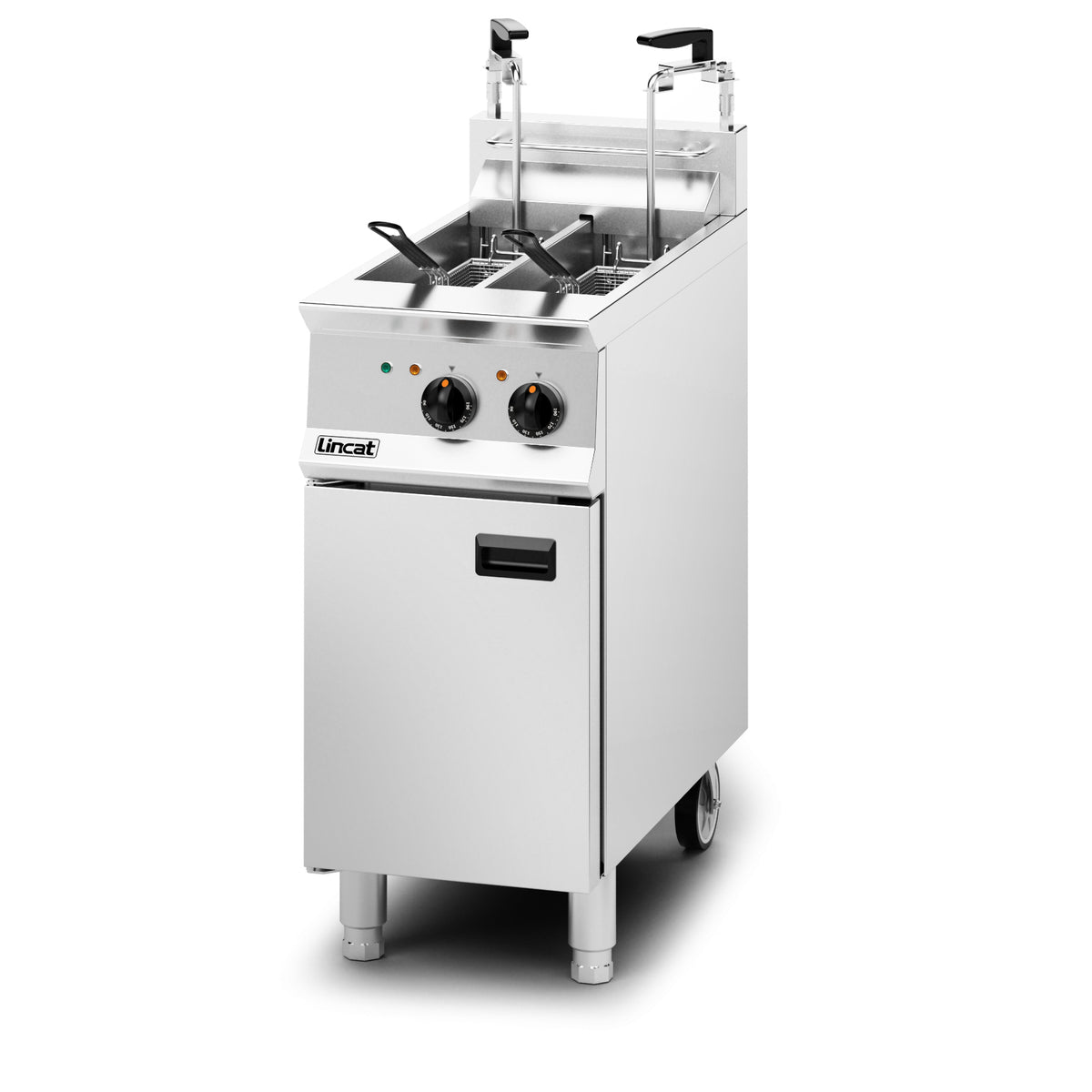 Lincat Opus 800 Electric Free-standing Twin Tank Fryer with Pumped Filtration - 2 Baskets - W 400 mm - 14.0 kW