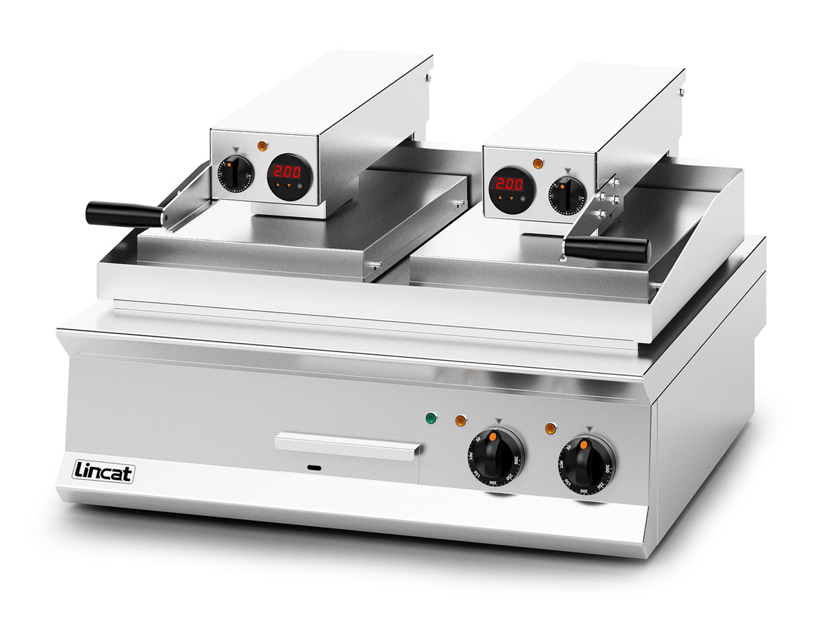 Lincat Opus 800 Electric Counter-top Clam Griddle - 1 x Flat Plate; 1 x Ribbed Plate - W 800 mm - 17.2 kW